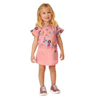 Conjunto Blusa e Short-Saia Moletom Primeiros Passos Menina Marisol Infantil