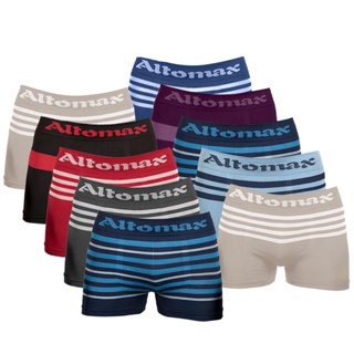 Kit 10 Cueca Boxer Sem Costura Listrada Altomax