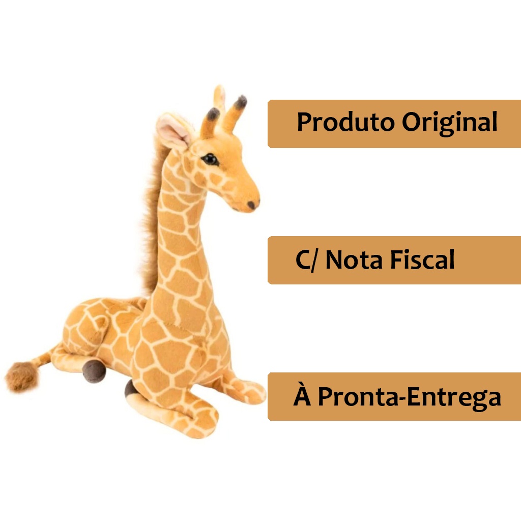 Bicho de Pelucia Girafa Grande Deitada Realista Atoxico e