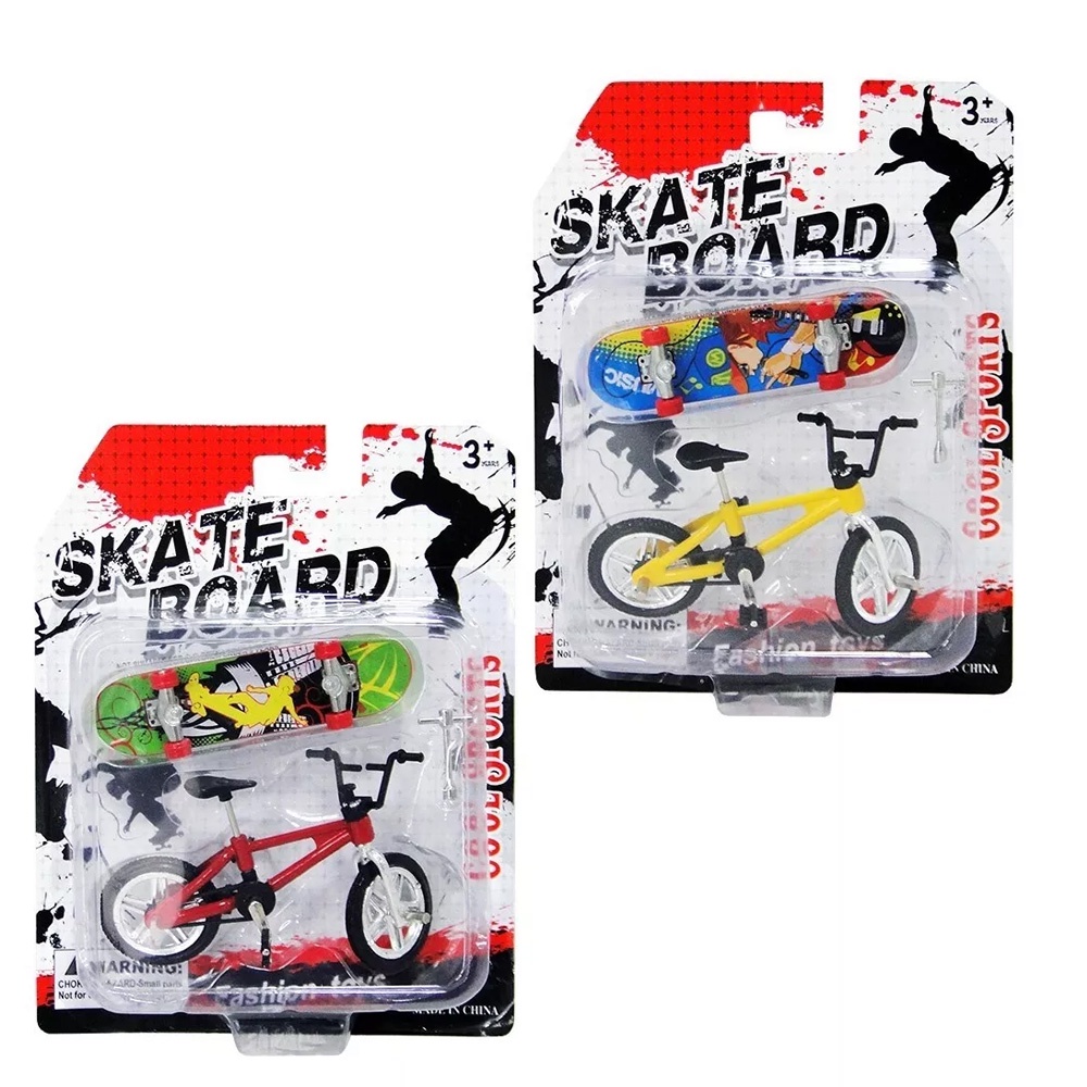 Mini Skate de Dedo Fingerboard Com Mini Bicicleta Profissional Com 2 Peças
