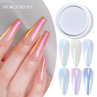 1 Caixa De Pigmento Em Pó De Unhas Aurora Espelho Metálico Colorido Para Arte Das Gel De Polimento UV Rosa Ouro Prata Cores