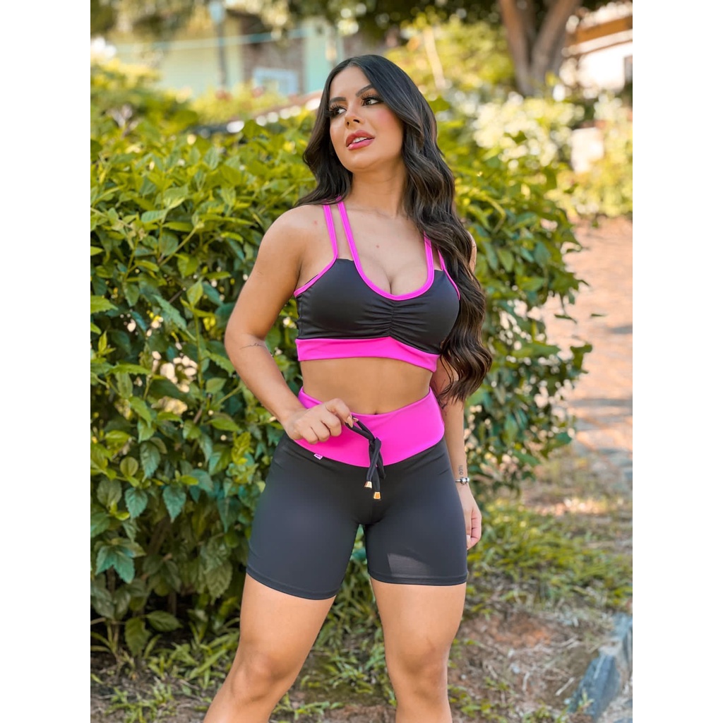 CONJUNTO TOP E SHORT POLIAMIDA EMPINA BUMBUM ACADEMIA PREMIUM