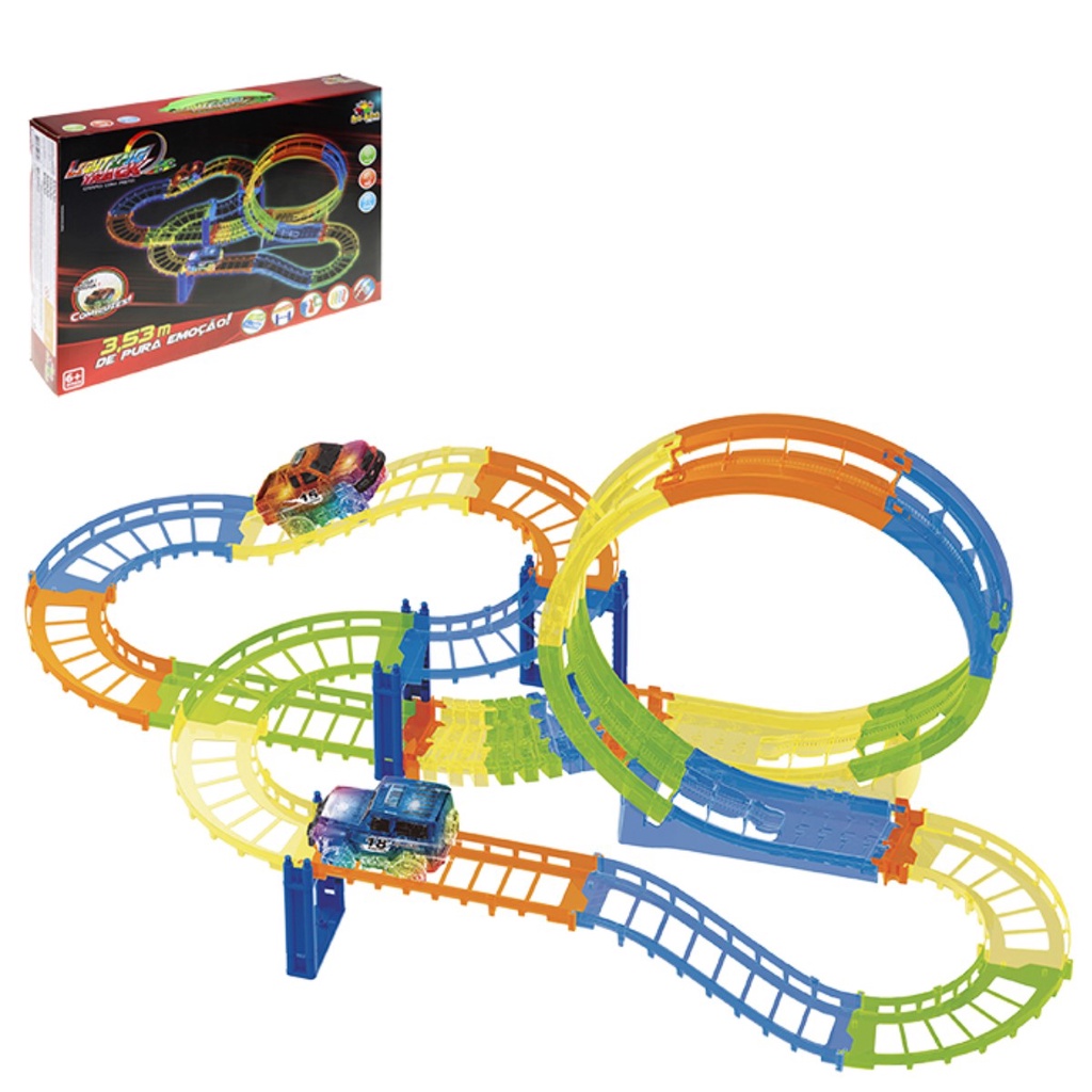 Pista de carrinho lighting track neon 3 53 metros c looping shopee