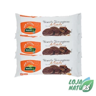 KIT 3 Unid. Biscoito Termogênico de Canela com Chocolate Meio Amargo Sem Glúten 140g - Natural Life
