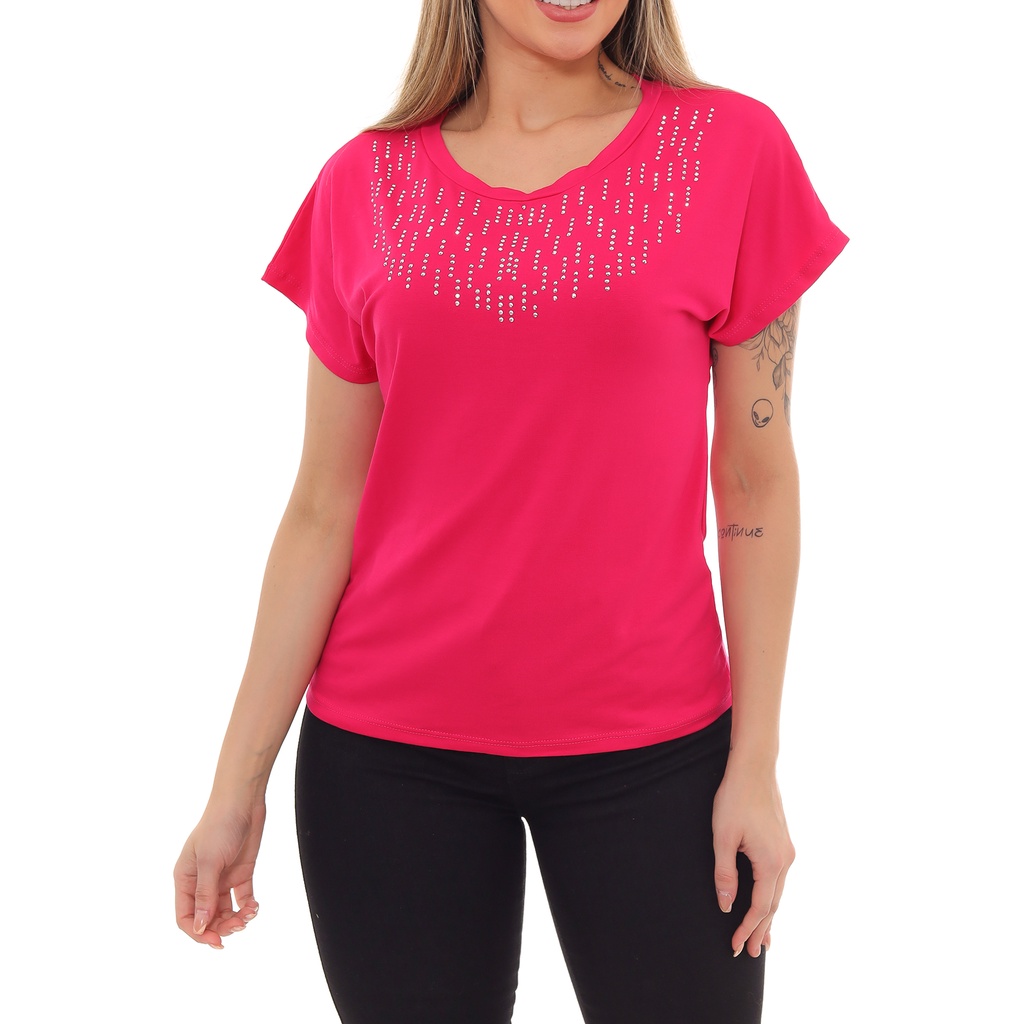 BLUSA VISCOLYCRA COM STRASS FRONTAL Shopee Brasil