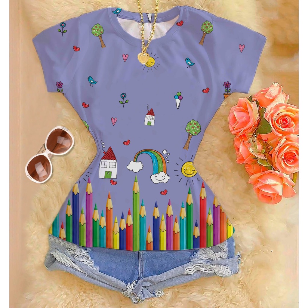 T-shirt Blusa feminina premium - Área da educação roxa