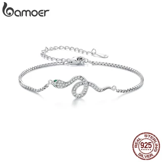 BAMOER 925 Silver Spirit Serpent Bracelet 21cm Elemento De Cobra Ajustável Jóias De Moda Para Mulheres Presentes em Oferta na Shopee