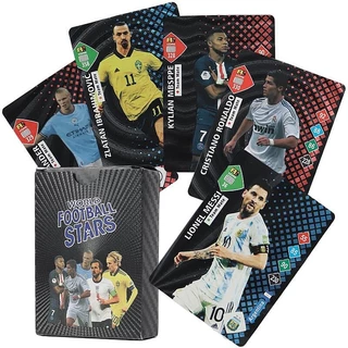 Kit 55 Cartas De Futebol Limitados Em Folha De Ouro Preto Arco-Íris Coleção De Fãs De Brinquedos Infantis Presentes De Aniversário