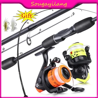 Sougayilang 2 Seções Conjunto De Carretel De Cana De Pesca 1,8m Vara Giratória De Carbono 5,2 : 1 Relação Da Engrenagem Carreto Com Linha Joran Pancing Menancing Fishing Combos for Beginners