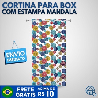 Cortina para Box Estampa de Mandala - Com Gancho Super Resistente