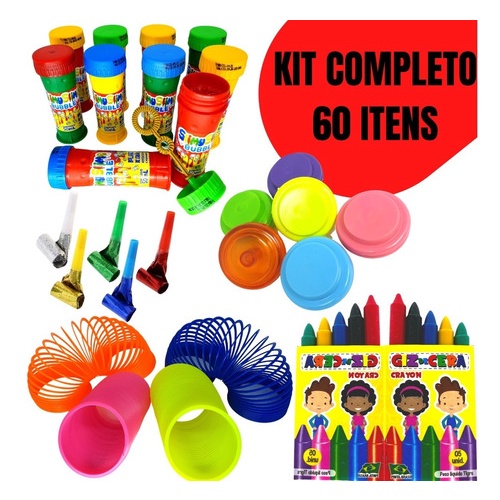Kit 60 Prenda Sacolinha Aniversário Festa Brinquedo Sabão