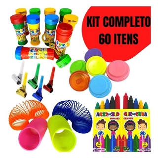 Kit 60 Prenda Sacolinha Aniversário Festa Brinquedo Sabão