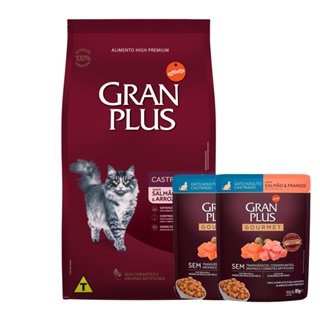 Ração Gran Plus Gatos Castrados Salmão e Arroz - 10,1Kg + Surpresa
