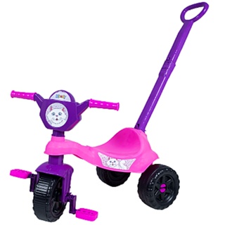 Triciclo Infantil Com Haste de Empurrar Motoca Bebe Tico Tico Menino Magic  Toys Suporta até 24kg