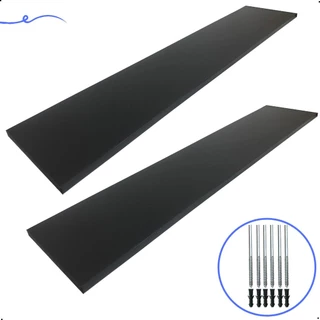 2 Prateleiras 100x20 Com Suporte Invisivel Mdf Preto Organização Para Cozinha Banheiro Quarto Dormitorio Sala Lavabo Area Gourmet Escritorio Casa Lavanderia Kit Jogo Parede Decorativa Tabua 100cm Madeira Flutuante 100 Cm x 20 Cm Preta