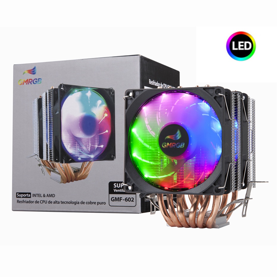 6 Heat Pipes CPU Cooler 4 Pin PWM RGB PC Quiet Intel LGA 1700 775 1200 ...