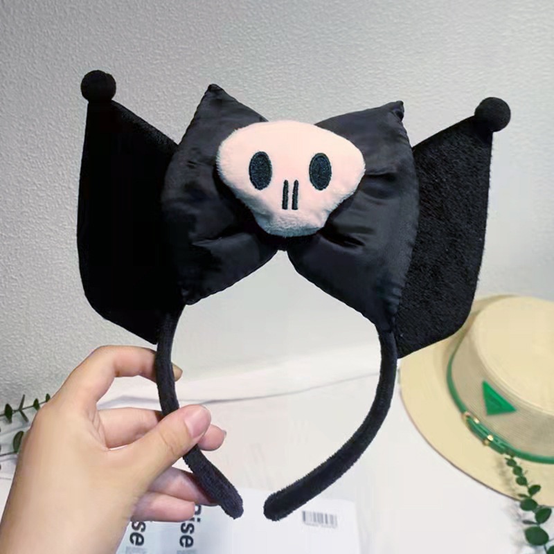 Halloween Skull Demon Sponge Kuromi Cartoon Esponja Hair Band Feminino Fofo Cos Funny Face Wash Card Nó De Laço De Cabelo Ornamento Headband