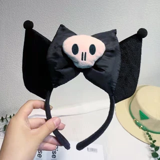 Halloween Skull Demon Sponge Kuromi Cartoon Esponja Hair Band Feminino Fofo Cos Funny Face Wash Card Nó De Laço De Cabelo Ornamento Headband