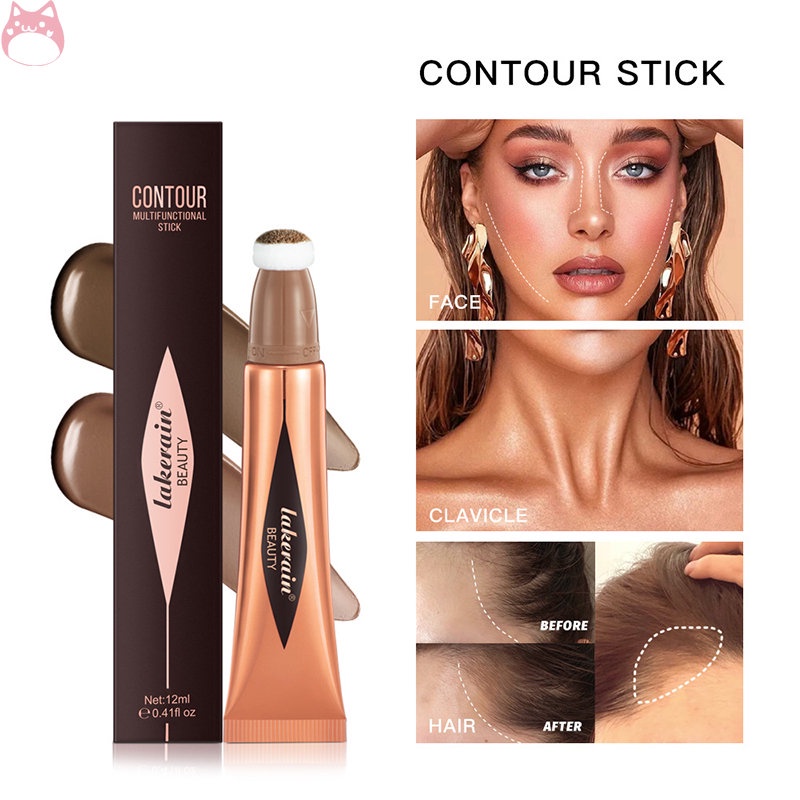 Destaque De Beleza De Varinha De Contorno Maquiagem Stick De Modelagem Brilhante Facial Com Aplicador De Almofada Fácil De Aplicar Misturado Longa Duração HGF