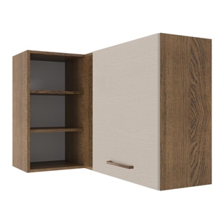 Armário Aéreo de Canto 1 Porta para linha de 60 cm de profundidade Rustic/Crema Agata Madesa