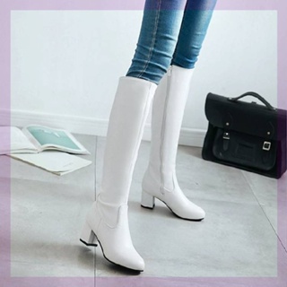 Botas pretas achatadas acima do joelho para mulheres, botas de couro alto  na coxa, sapatos grossos de plataforma, longo, feminino, inverno, outono,  2021 - AliExpress