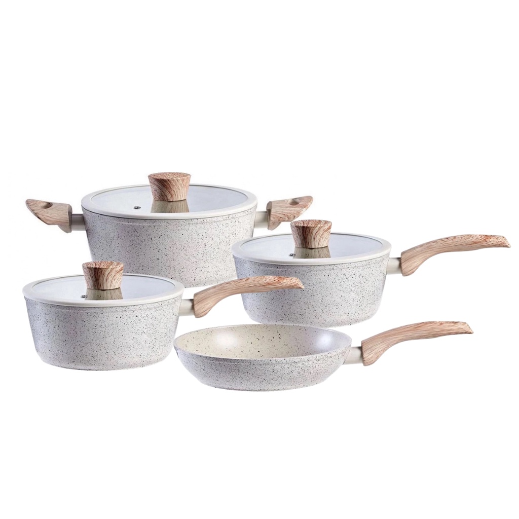 Jogo de Panelas Antiaderente Ceramica Vanilla Cooktop Fogão Indução Kit Sirius 4 Peças Conjunto Brinox