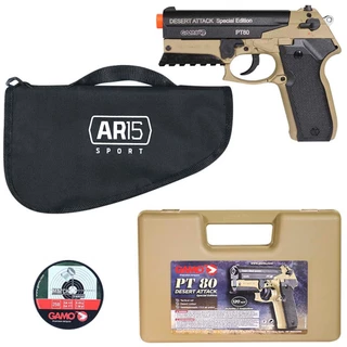 Pistola Pressão Gamo PT-80 Desert + Chumbinho Diabolo + Capa