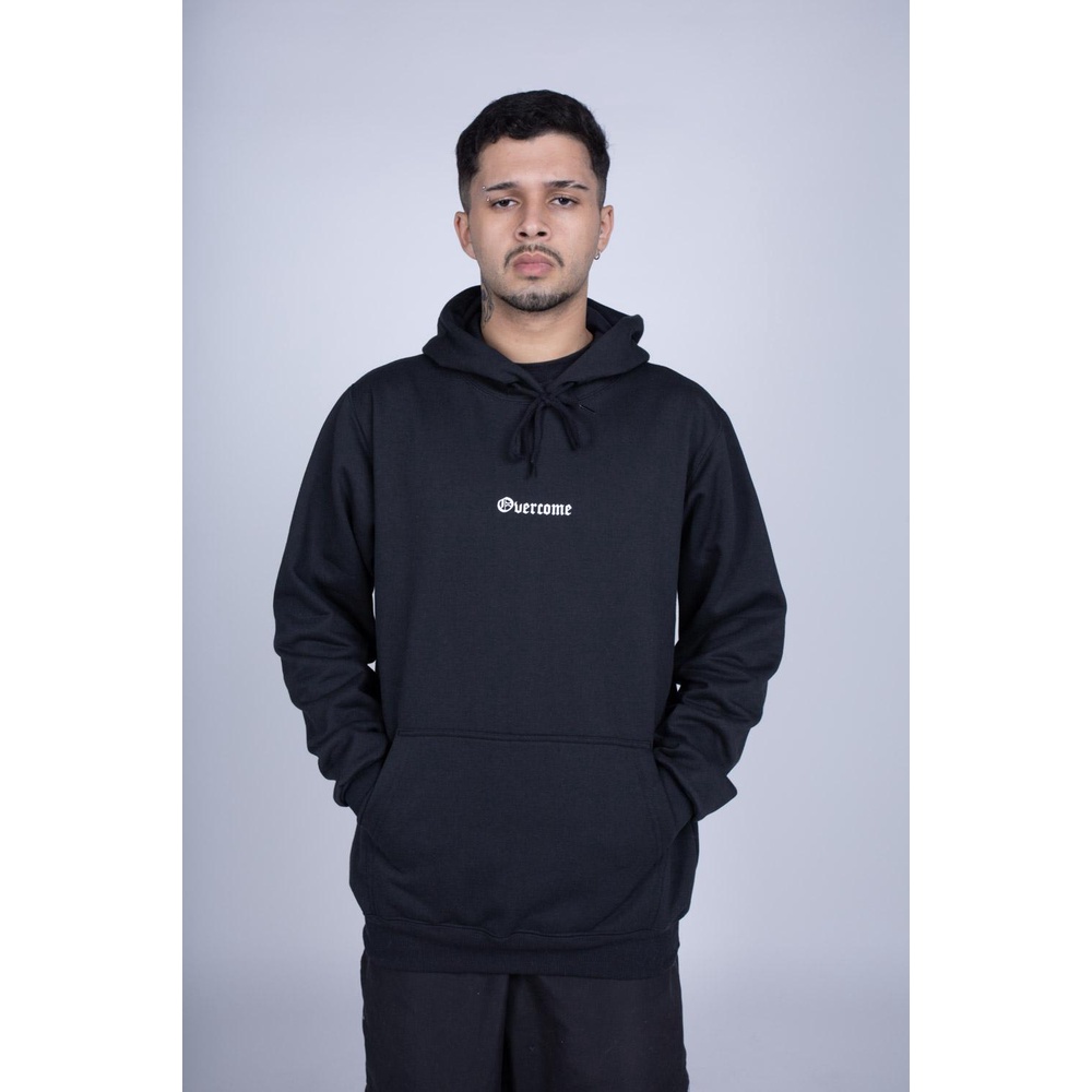 Moletom Overcome Canguru New Script Preto