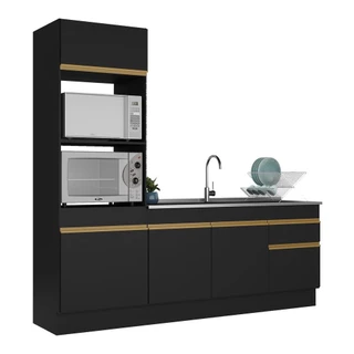 Armário de Cozinha Compacta 212cm com Rodapé Veneza Multimóveis V2113