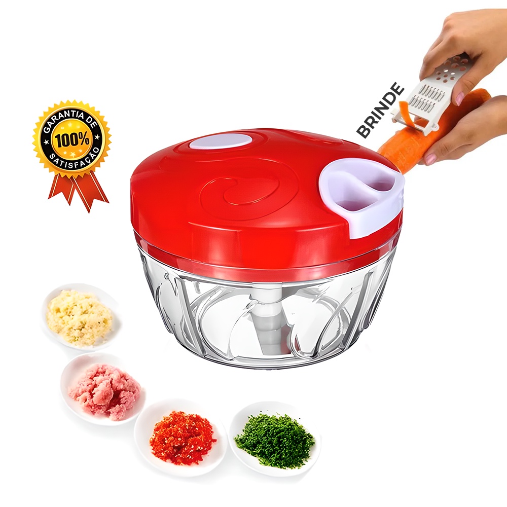 Mini Processador e Triturador De Alimentos Manual 3 Laminas em Inox ...