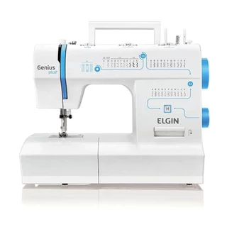 Máquina de Costura Elgin Genius Plus JX-4035 220v 700 RPM - Branca c/ Azul - Entrega Rápida Envio Imediato