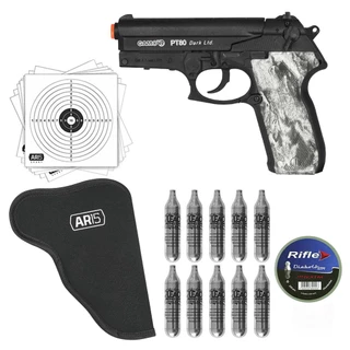 Pistola Co2 Gamo PT-80 Dark 4.5mm +Coldre +Chumbinho Diabolô