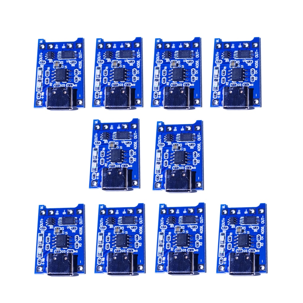 10 Pçs Carregador Bateria 18650 Tp4056 Type-c Com Proteção