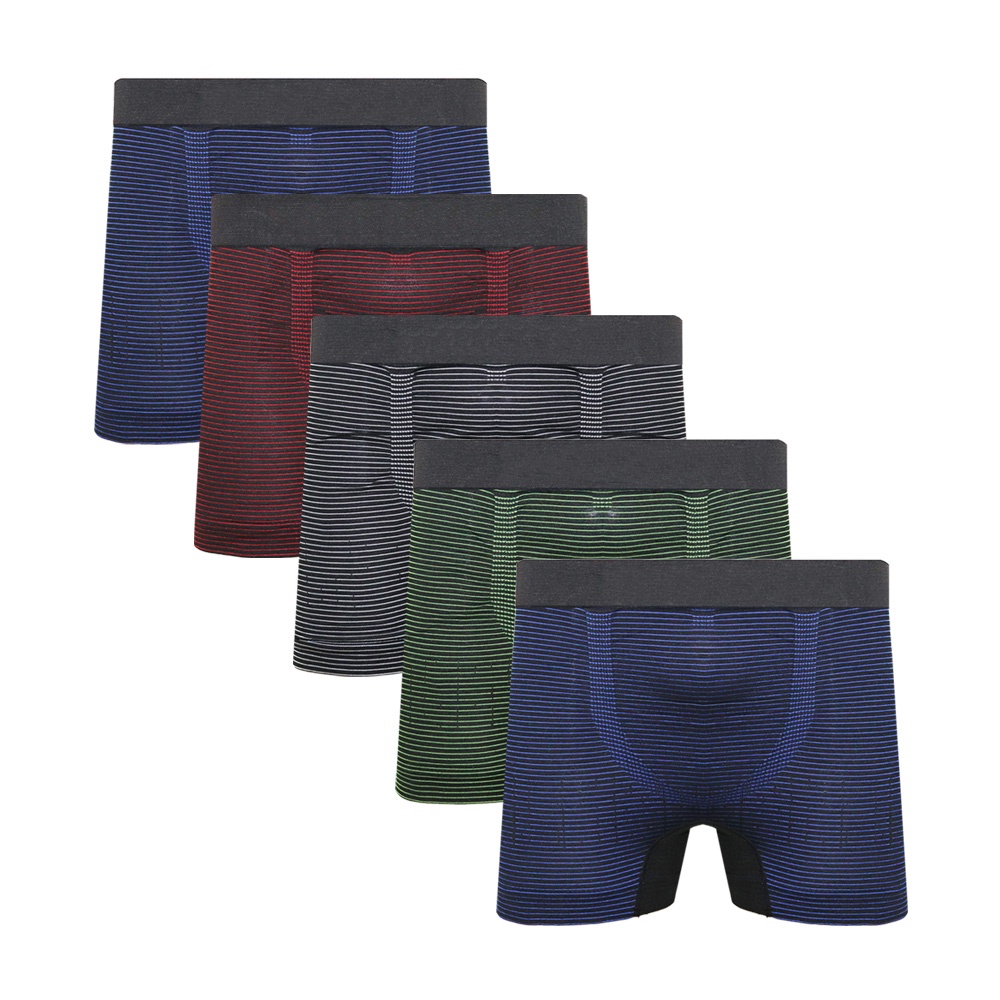 Kit 5 Cuecas Box Boxer De Microfibra Sem Costura Sortidas