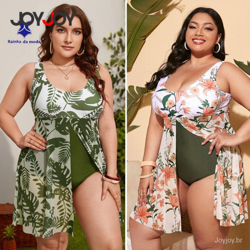 Maiô Plus Size Disfarça Barriga 2 em 1 cintura alta Tamanhos Extra