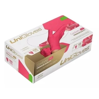 Luva Látex Descartavel Vermelha Premium Unigloves C/Pó Caixa Com 100 unidades
