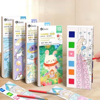 1 Conjunto De Pinturas Livro De Colorir Para Crianças Anotações Portátil Pincel De Aquarela Brinquedos De