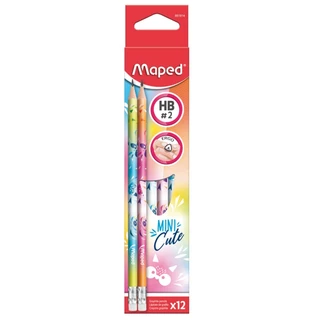 Lápis preto Nr.2 com borracha Mini Cute 12 unid 851814 Maped