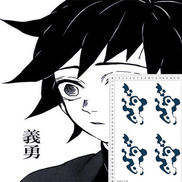 Caçador De Demônios Cosplay Tattoo Kimetsu No Yaiba Tomioka Giyuu Tatuagens Temporárias Sticker Halloween Costume Propulsor