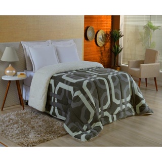 COBERTOR COBERDROM MANTA ALTA La Sherpa 180 Grosso Queen Size Estampado GEOMETRICO CIRCULO