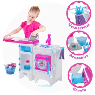 Lavanderia De Brinquedo Infantil Sai Água E Com Tabua De Passar Para Crianças