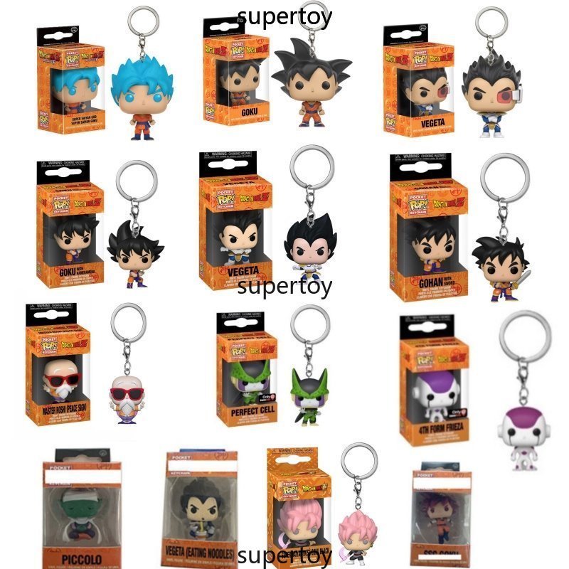 Funko Pop Keychain Bola De Dragão Z Goku/Vegeta/Gohan/Super Saiyan 4a Forma Frieza/Célula Perfeita/Piccolo/Master Roshi Figura De Ação