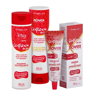 KIT NOVEX CICATRIZAÇÃO DOS FIOS RECARGA DE AMINOÁCIDOS CUIDADO DIÁRIO - SHAMPOO, CONDICIONADOR E RECARGA DE AMINOÁCIDOS 80G