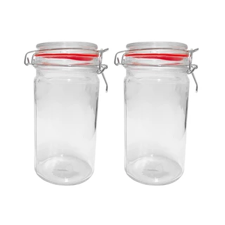 Kit 2 Potes Hermético Vidro Trava Metal 450ml Class Home