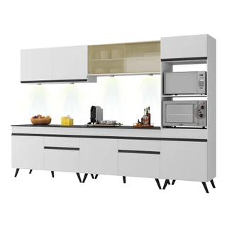 Armário de Cozinha Completa 5 peças com Leds MP2014.964 Veneza Up Multimóveis Branco