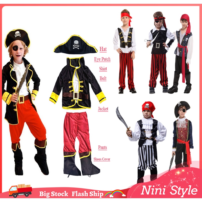 TOYANDONA 1 Conjunto Capitão Pirata Olho Tapa-pirata Botas De Pirata Calça  Pirata De Pirata Infantil Acessórios Piratas Infantis Conjunto De Vestir  Pirata Poliéster Clássico Decorações Filho