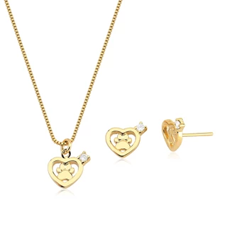 Conjunto Colar e Brinco Mãe de Pet Patinhas e Ponto de luz Banhado a Ouro 18k