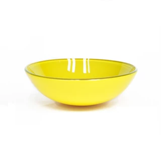CUBA DE VIDRO REDONDA 31CM AMARELA