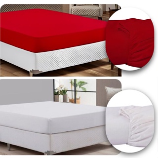 Kit 02 Jogo Lencol Cama Casal Padrao C/Elastico CONJUNTO POLIESTER Liso Hotel Pousada Revenda Presidio