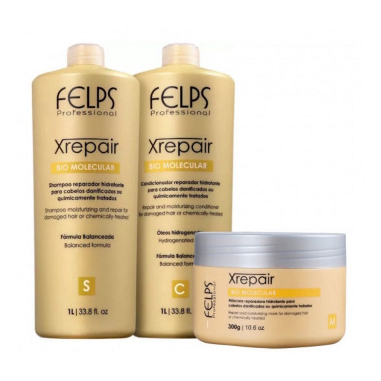 Kit X Repair Felps Shampoo 1 lt + Condicionador 1 lt + Mascara 300g